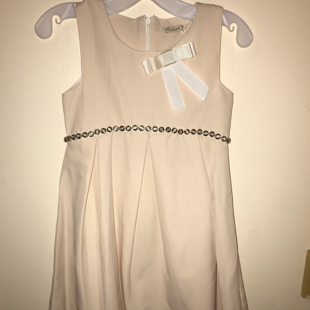 Beige Dress with Rhinestones